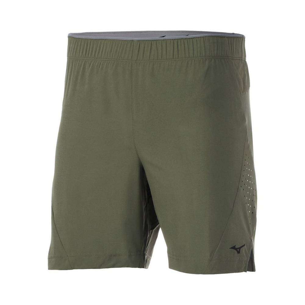 Mens Mizuno Alpha 7" Running Shorts Green Philippines (UOAYFC438)